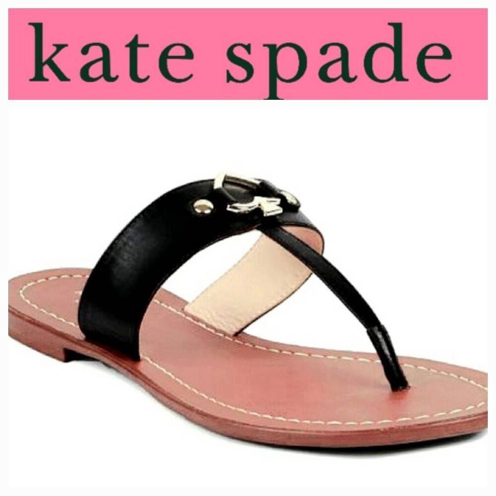 Kate Spade Chase Patent Leather Thong Sandal- Black